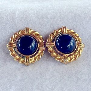 Vintage Blue Clip Earrings